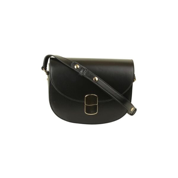 CHAIN SHOULDER BAG CLAUDE WITH STRASS CLOSURE IN SHINY CALFSKIN - BLACK