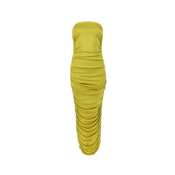 Honey and Rosie Spaghetti-Strap V-Neck Lace-Bra-Back Slit Hem Glitter Knit  Slim Long Dress
