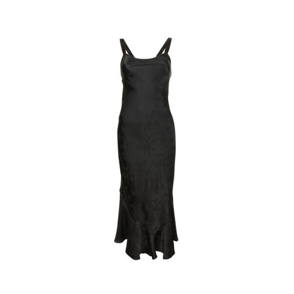 Long georgette dress with pleated tulle Woman, Black, TWINSET Milano